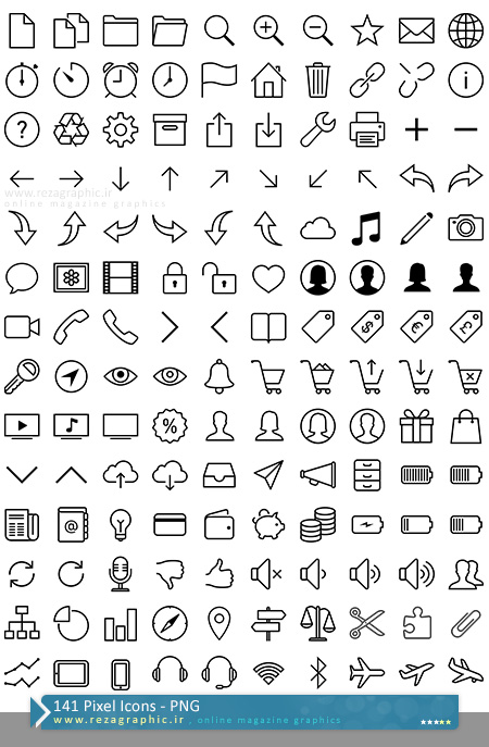 141 آیکون پیکسل - iOS 7 Icons | رضاگرافیک